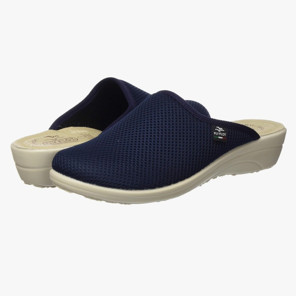 Fly Flot Women's Navy Open Back Anatomic Mesh Slippers